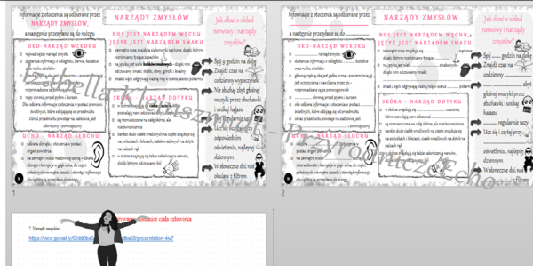 Minizestaw na temat „Narządy zmysłów” – sketchnotka + karta pracy w power point + gratisowy link do prezentacji multimedialnej niekomercyjnej wykonanej w genial.ly do indywidualnego pobrania i użycia do celów niekomercyjnych. Przyroda 4, dział IV „Odkryw