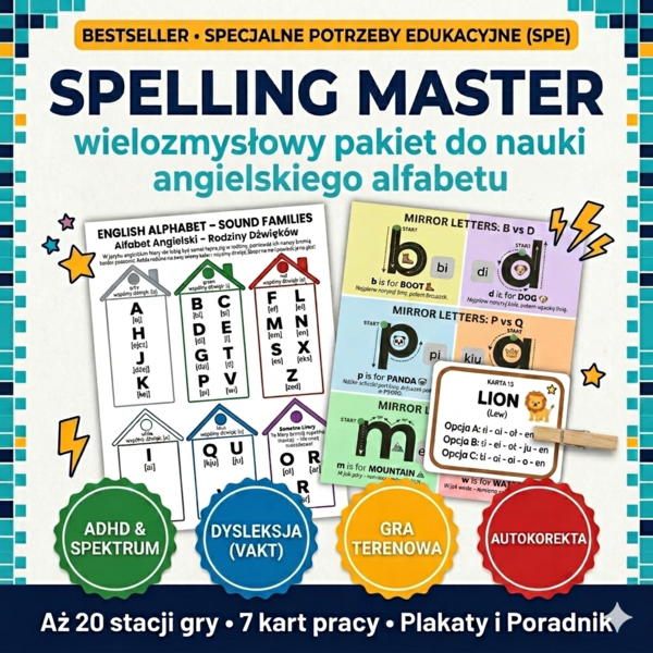 SPELLING MASTER: Wielozmysłowy Pakiet do Nauki Alfabetu i Spellingu (ADHD, Spektrum, Dysleksja)