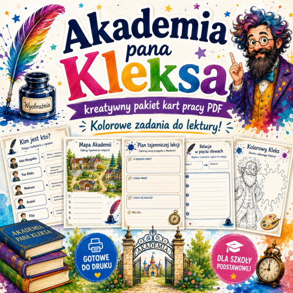 Akademia pana Kleksa – kreatywny pakiet 11 kart pracy do lektury