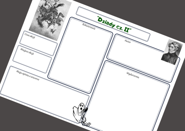 "DZIADY cz. II" - karta pracy - świat przedstawiony