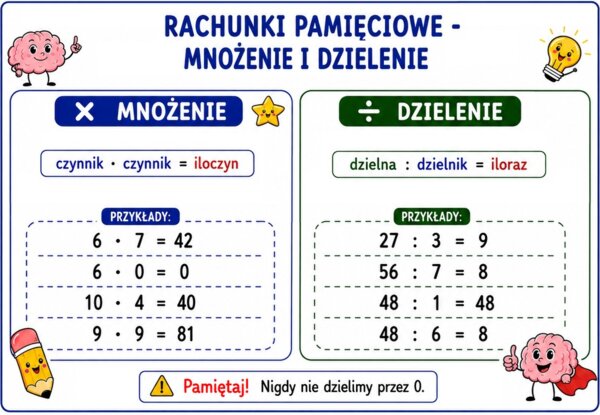 Notatka graficzna wklejka klasa 4 SP szkoła podstawowa WSiP GWO  1.3. Rachunki pamięciowe - mnożenie i dzielenie