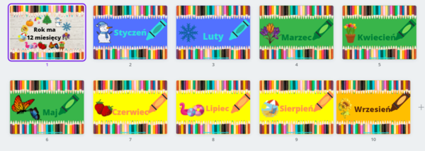 Miesiące - kolorowe plansze w formacie A4