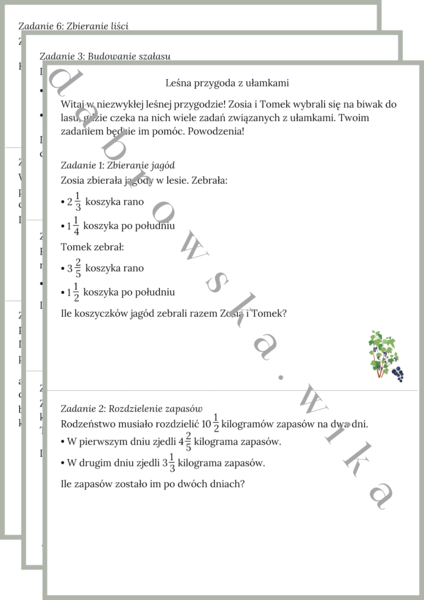 Leśna przygoda z ułamkami zwykłymi