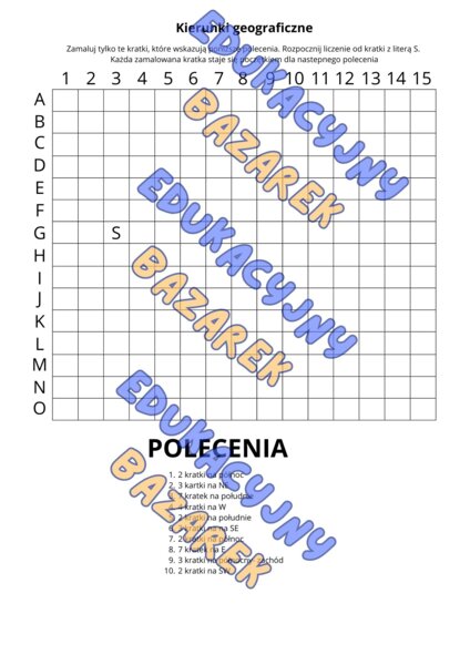 Gra Kierunki geograficzne dla klasy 4