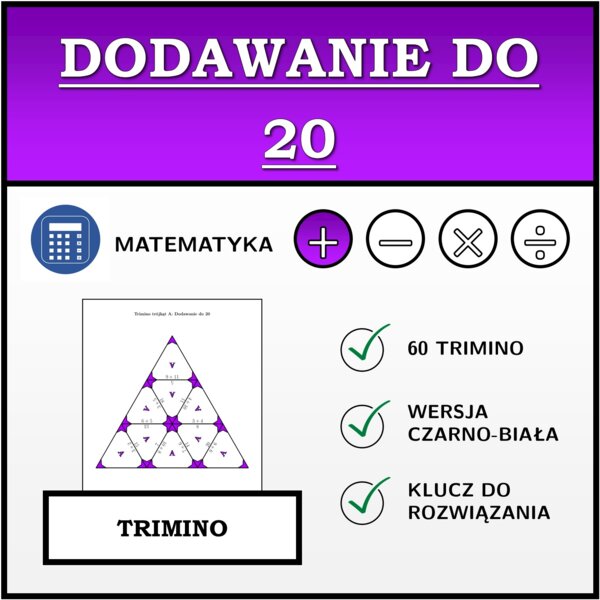 Trimino - Dodawanie do 20 | matematyka | za darmo
