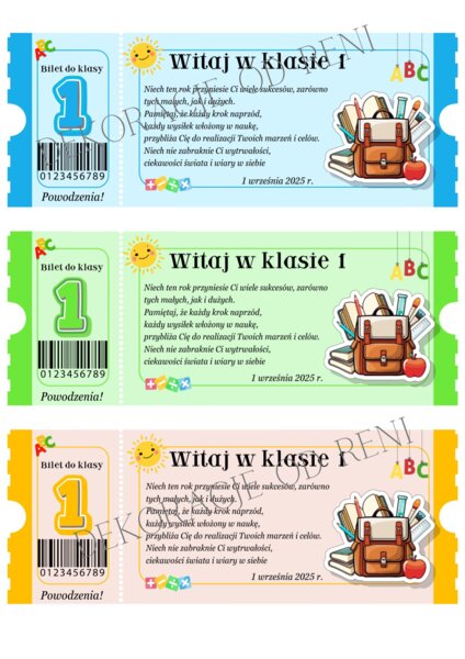 Powitalny Bilet do Klasy 1