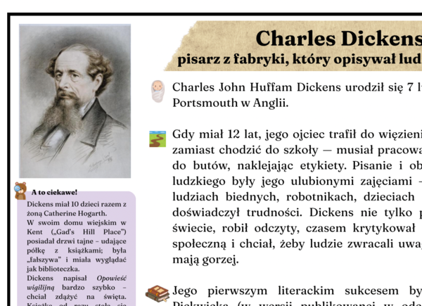 Charles Dickens - atrakcyjna notatka biograficzna