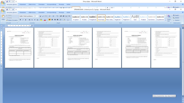 Sprawdzian "Z historią na Ty" klasa 4, 3 grupy