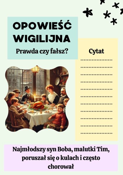 Prawda czy fałsz?-karty graficzne do lektury ,,Opowieść wigilijna"