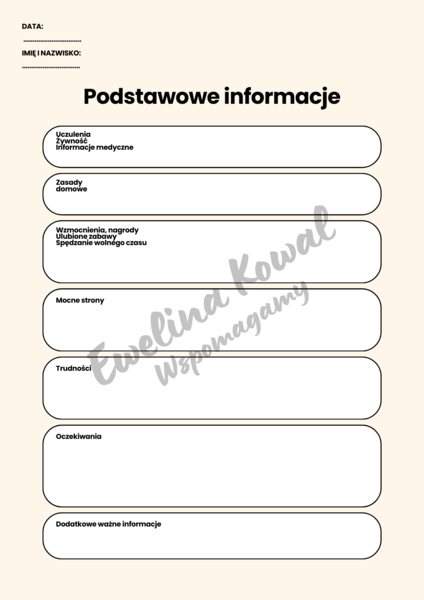 Karta informacji o dziecku