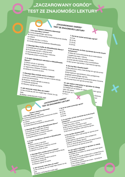 Zaczarowany ogród - test ze znajomości lektury