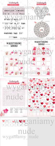 Walentynkowe karty pracy Walentynki