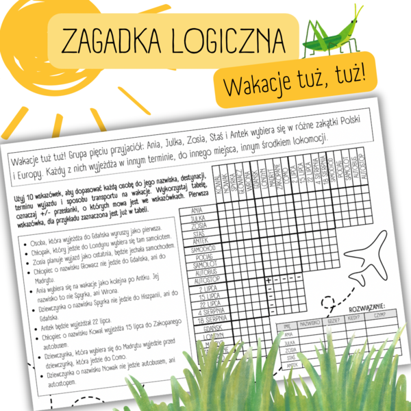 ZAGADKA LOGICZNA - wakacje / zakończenie roku szkolnego