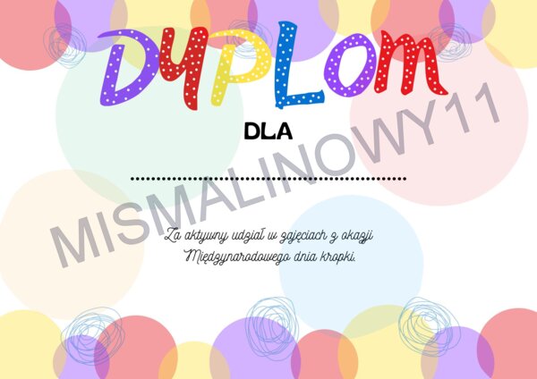 Dyplom na dzień kropki