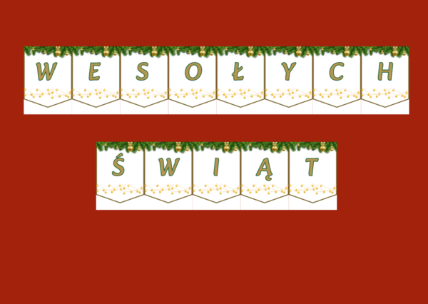 WESOŁYCH ŚWIĄT – Boże Narodzenie – GIRLANDA – biblioteka – świetlica – przedszkole – gazetka – wersja 3