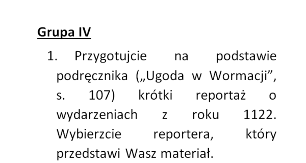 Spór o inwestyturę - praca w grupach
