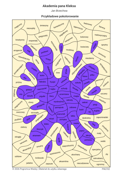 Akademia pana Kleksa - Tropem lektury (karta pracy + klucz odpowiedzi)