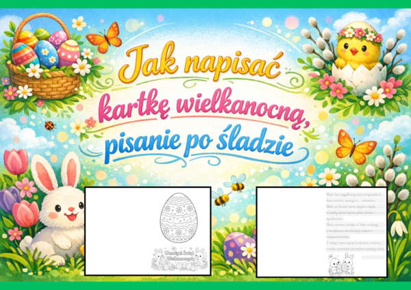 Jak napisać kartkę wielkanocną? Pisanie po śladzie + kolorowanka