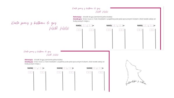Karta pracy z kostkami NWD, NWW