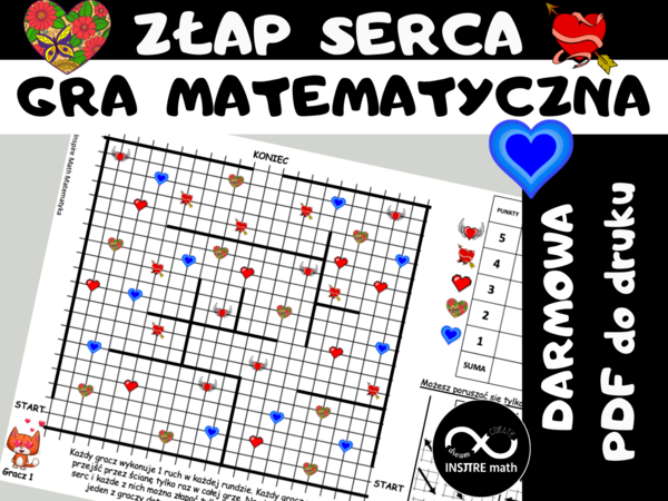 DARMOWA Gra Matematyczna – Złap Serca. Gra logiczna. Matematyczne Walentynki.