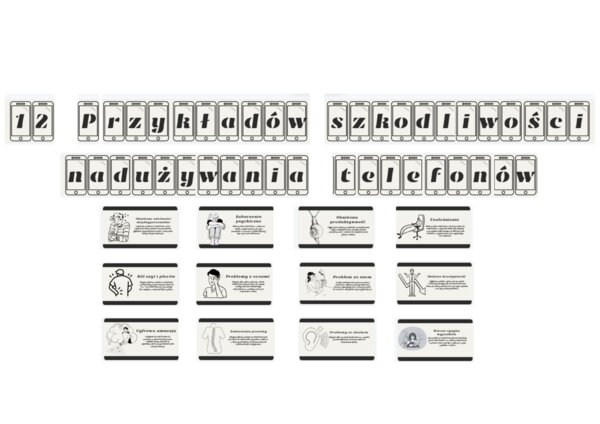 Gazetka szkolna na temat skutków nadużywania telefonów - 12 przykładów szkodliwości nadużywania telefonów/ Gazetka szkolna na temat uzależnienia od telefonów