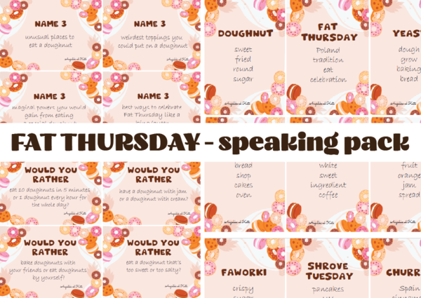 Fat Thursday speaking pack - Tłusty Czwartek mówienie, j. angielski