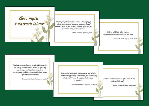 ZŁOTE MYŚLI z lektur szkolnych - CYTATY - lektury - kl. 7-8 - gazetka - 31 stron - wersja 3