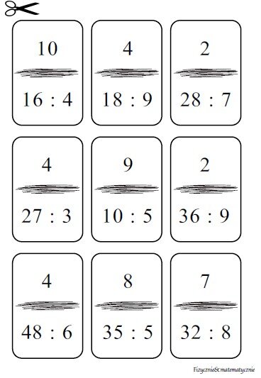 Domino - tabliczka mnożenia (dzielenie w zakresie 100)