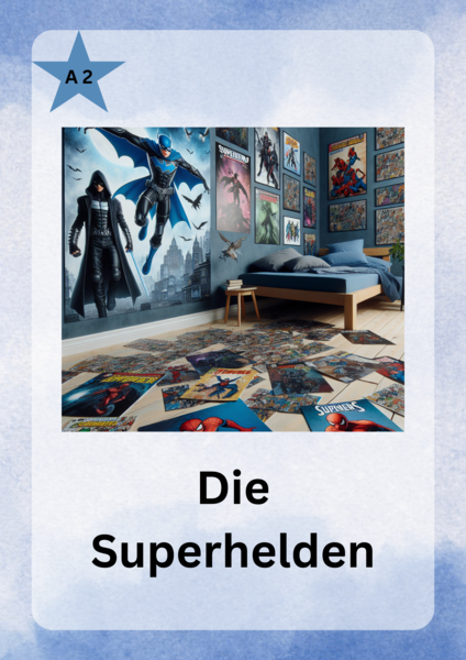 Die Superhelden A2 niemiecki scenariusz:tekst, ćwiczenia,odmiana przymiotnika po rodzajniku nieokreślonym