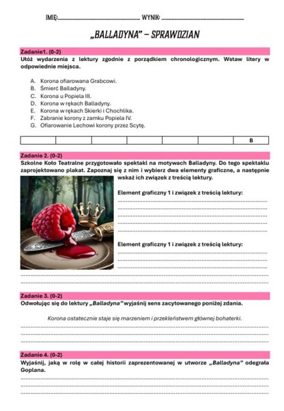 Zestaw lekturowy "Balladyna"