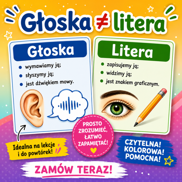 Plansza. Głoska ≠ litera [W świecie liter i głosek] [Zamieńmy słowo 4]