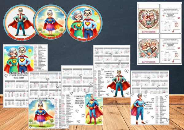 Kalendarze 2025 z imieninami dla Babci i Dziadka