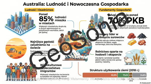 Ludność i gospodarka Australii geografia klasa 8 sketchnotka