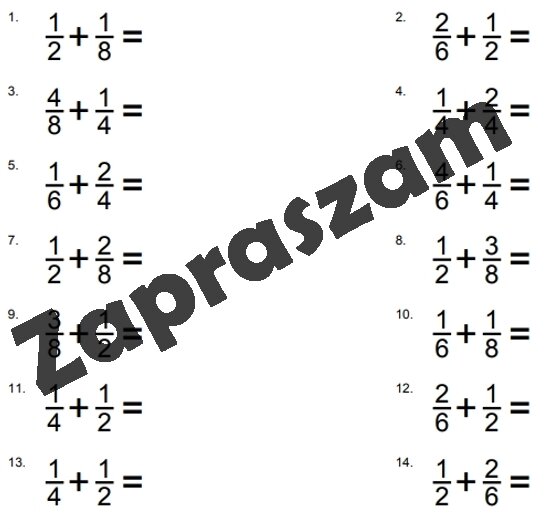 Dodawanie ułamków o różnych mianownikach