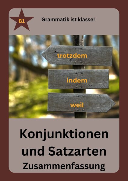 Konjunktionen und Satzarten - Zusammenfassung Spójniki i typy zdań - podsumowanie niemiecki
