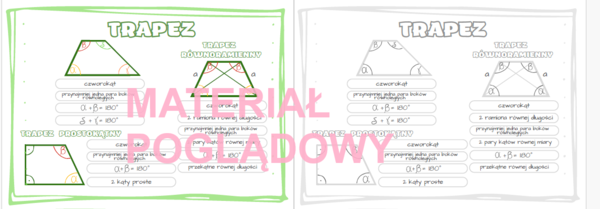 Własności czworokątów - plansza kl. 5, 6, 7, 8
