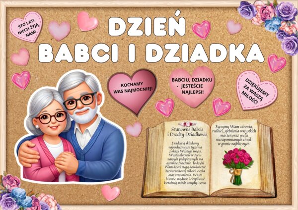 DZIEŃ BABCI I DZIADKA - gazetka, grafika XL, życzenia