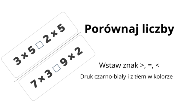 Porównywanie iloczynów – atrakcyjna karta pracy lub zabawa na dzień tabliczki mnożenia