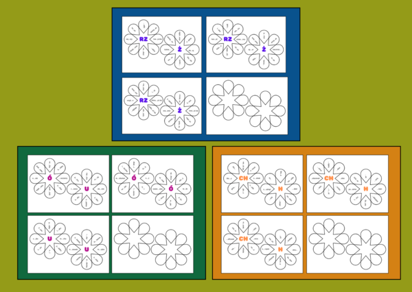 ORTOGRAFICZNE KWIATKI – ortografia – wklejka- karta pracy – UKŁADANKA - zestaw