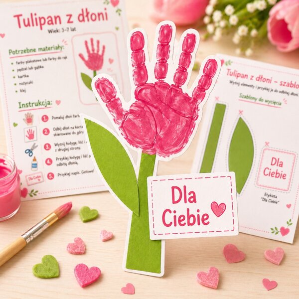 Tulipan z dłoni