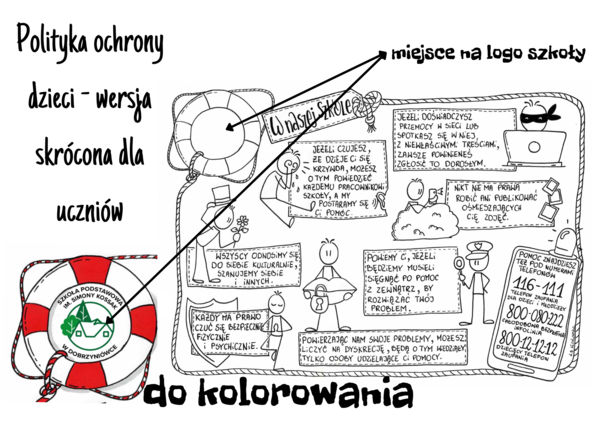 Polityka oraz procedury ochrony dzieci przed krzywdzeniem -wizualna wersja skrócona dla dzieci do kolorowania