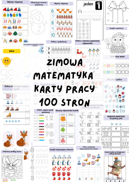 Zimowa Matematyka- 100 kart pracy