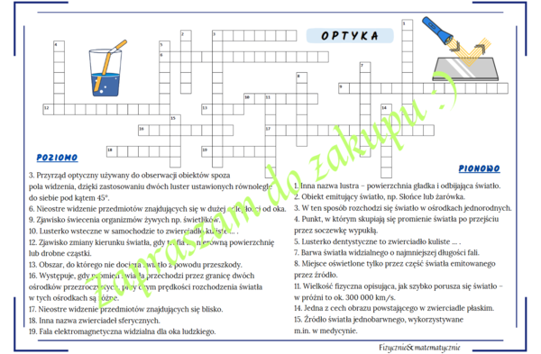 Krzyżówka - optyka, światło.