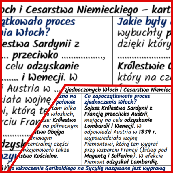Europa w XIX w. – powstanie zjednoczonych Włoch i Cesarstwa Niemieckiego