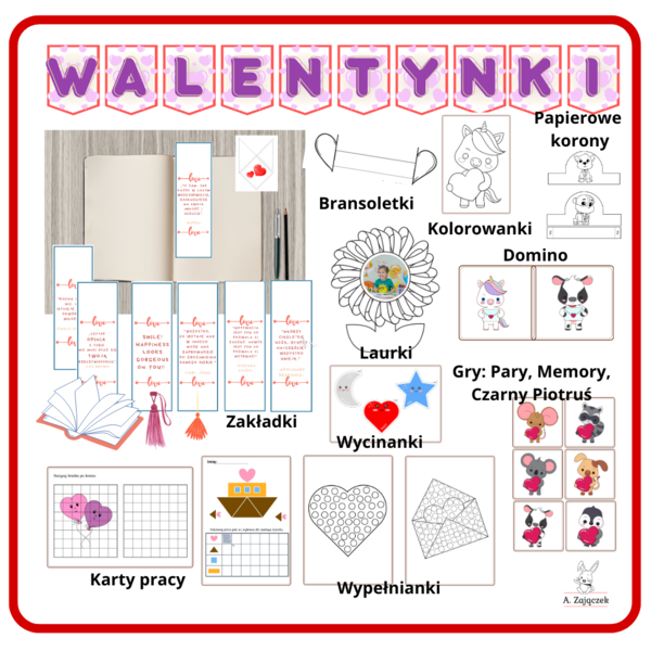 Walentynki - pakiet materiałów