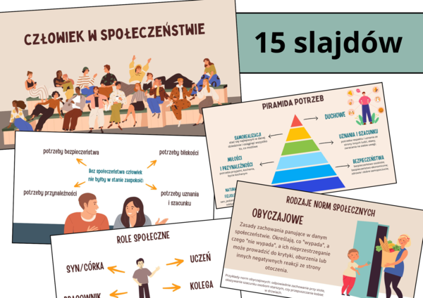 Prezentacja multimedialna - CZŁOWIEK W SPOŁECZEŃSTWIE (WOS), zgodna z podstawą programową, możliwość edycji