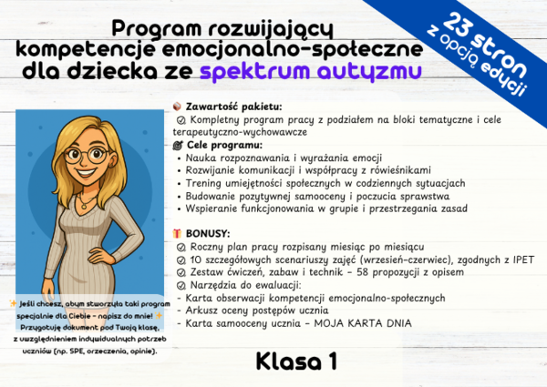 Program rozwijający kompetencje emocjonalno-społeczne dla dziecka ze spektrum autyzmu