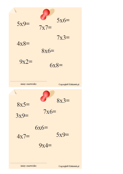 Aktywny trening tabliczki mnożenia