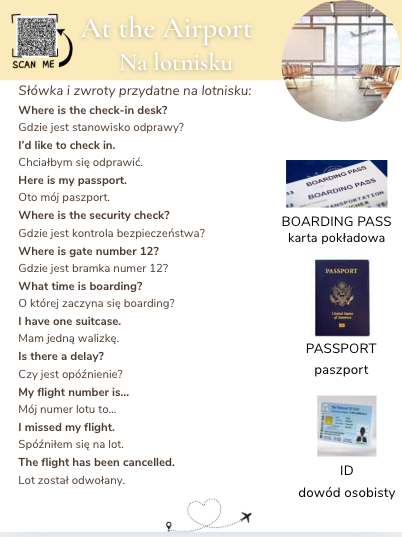 "English at the Airport - Angielski na lotnisku– Słówka, Dialogi i Ćwiczenia na poziomie A2-B1, do nauki w szkole i samodzielnie