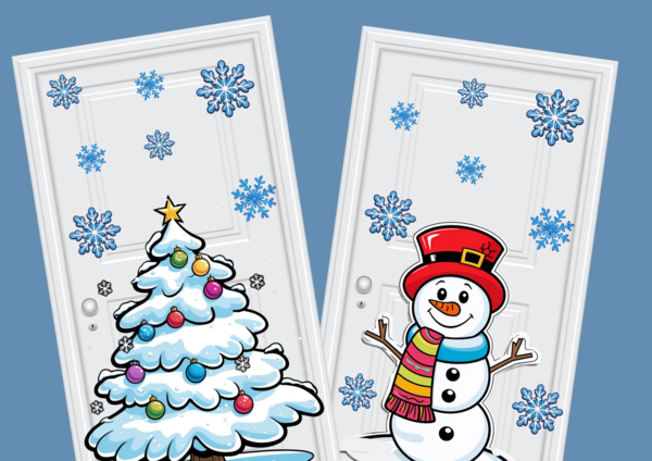 2 Ozdoby zimowe/świąteczne na drzwi/okno/gazetkę